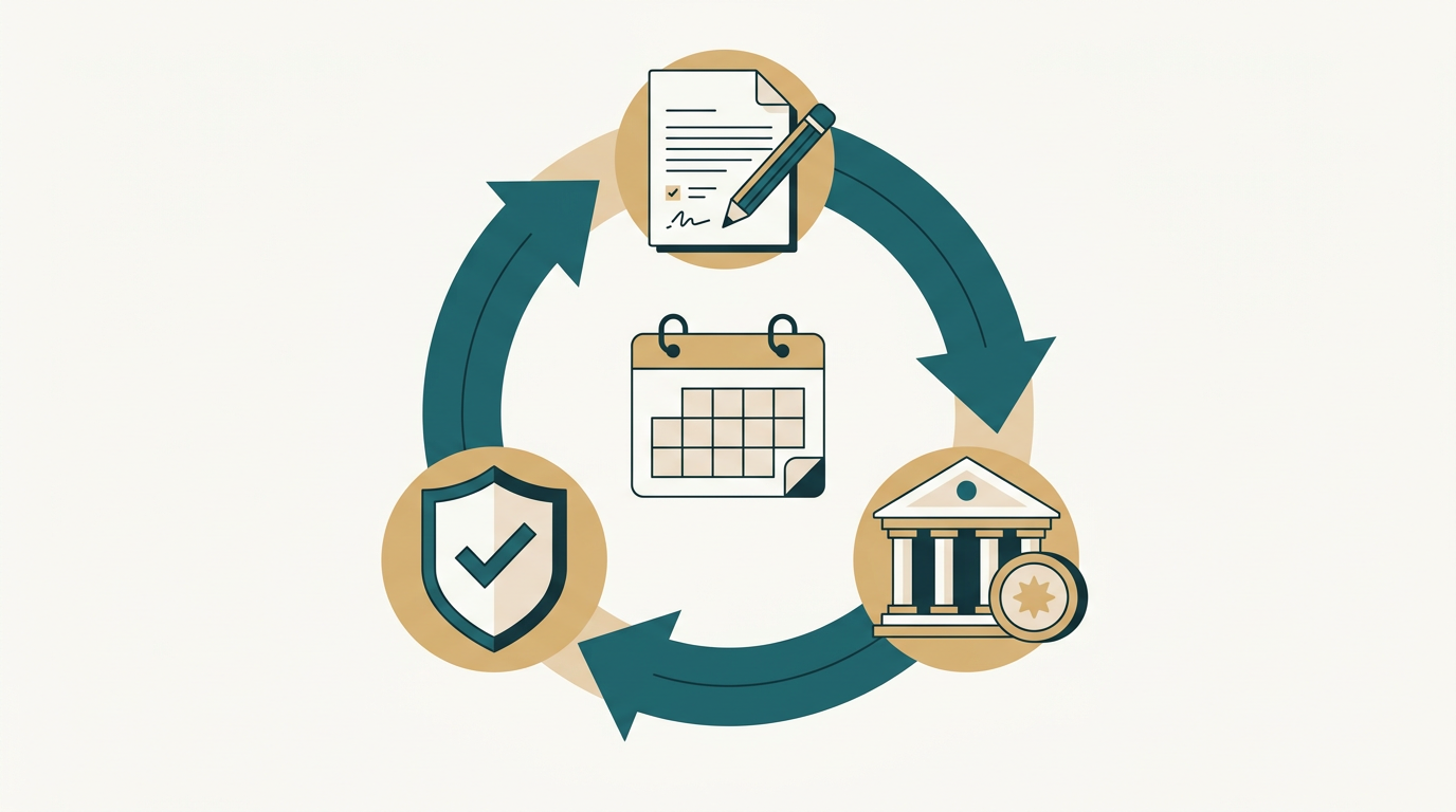 Monthly cycle: declaration, payment, confirmation