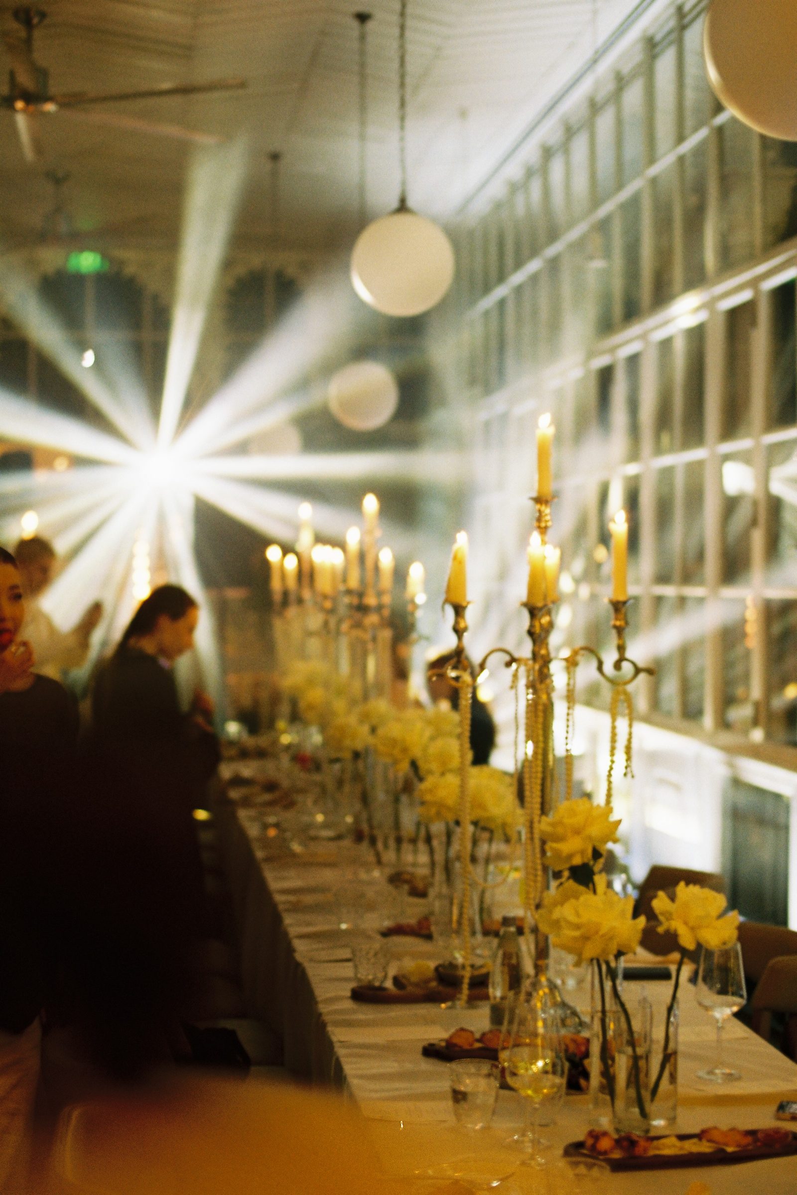 One long table in the glasshouse